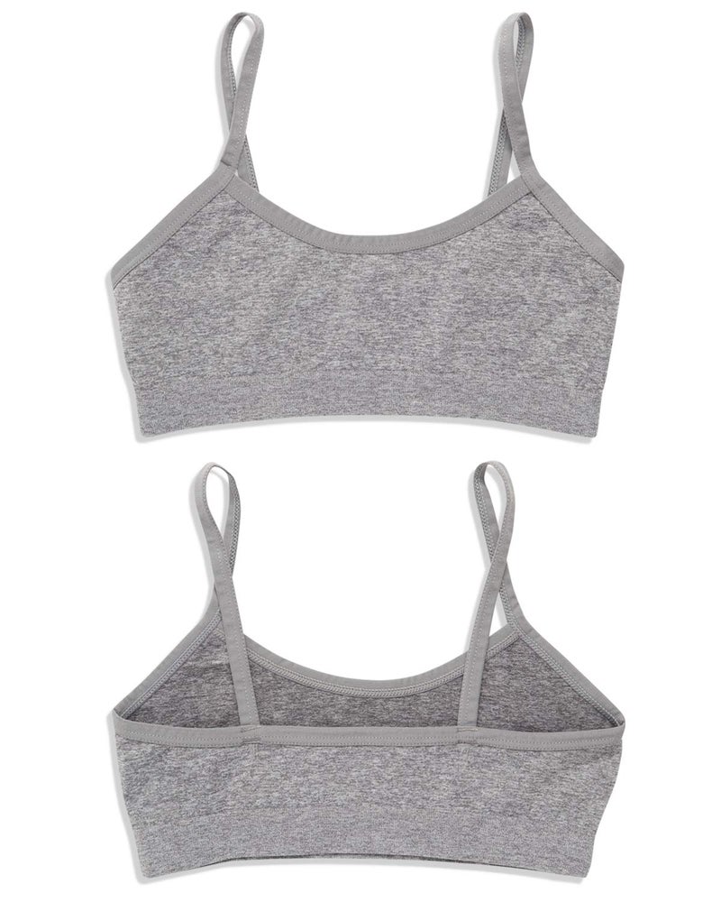 Rene Rofe Girls' Training Bra - 6 Pack 4-Way Stretch Spaghetti Strap Unpadded Bralette Starter Bras for Girls (7-14), Size 14, Black/White/Grey - Image 4